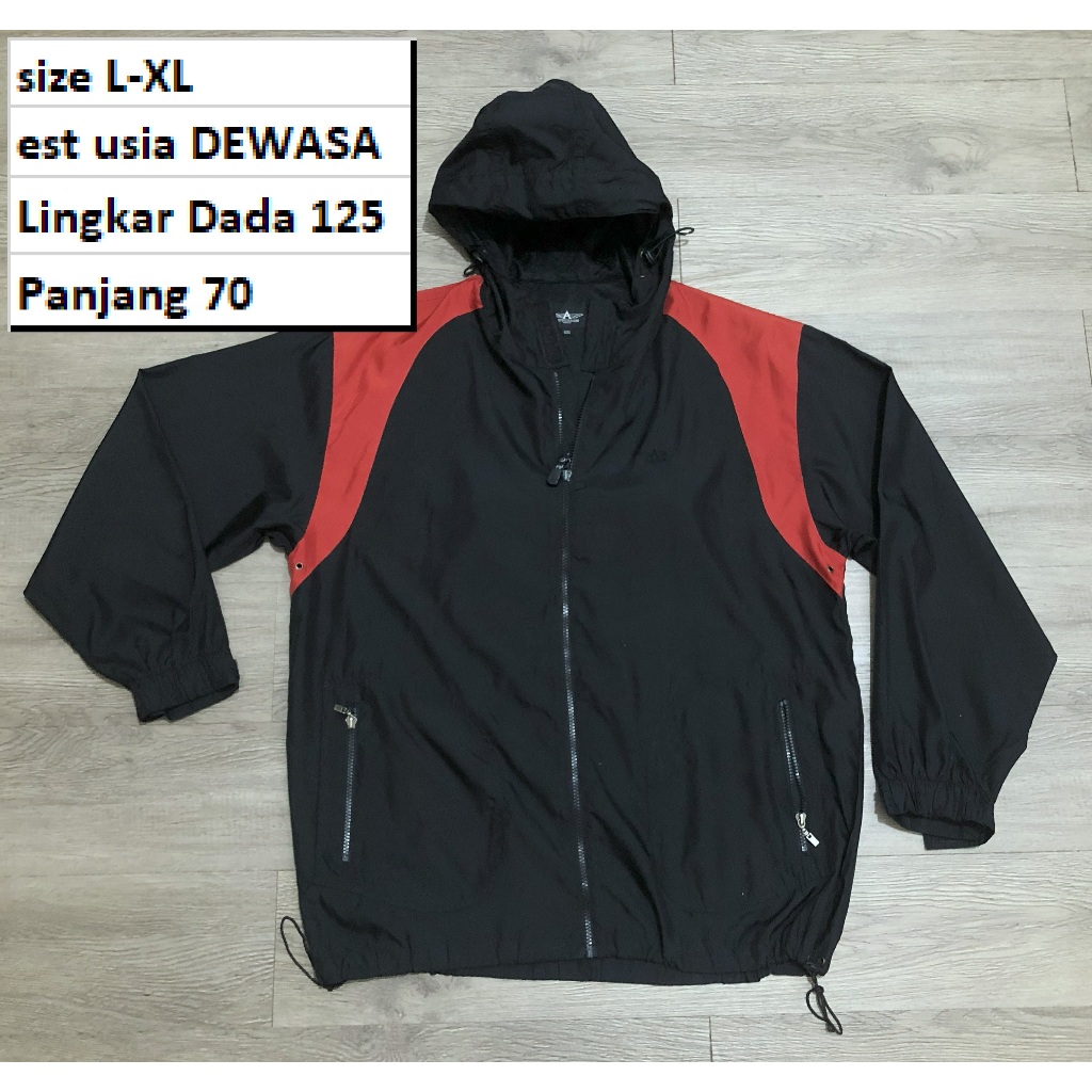 AUBUSON PARIS - Jaket Outdoor Waterproof Pocketable Hitam Hoodie Dewasa Premium Second Preloved