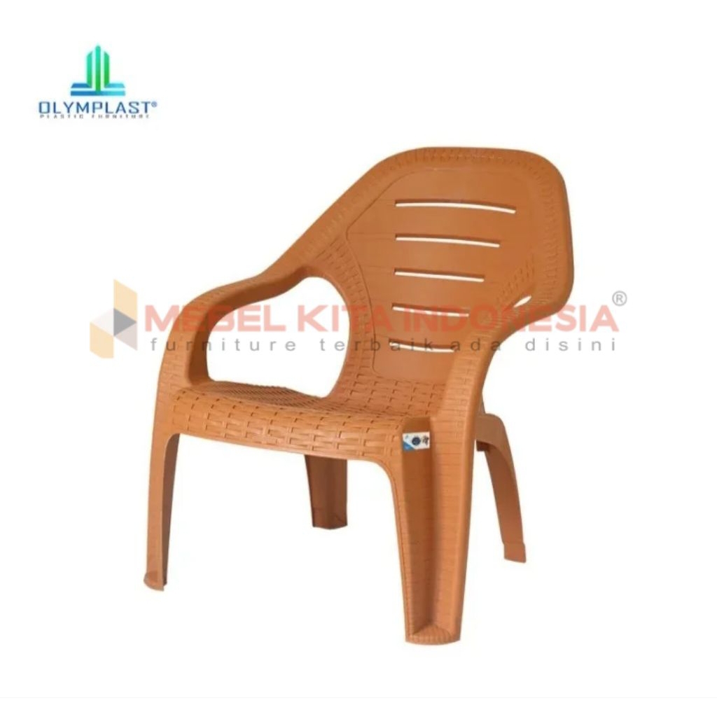 Olymplast OL509 Kursi Plastik Santai Teras Motif Rattan Coklat Tua/Muda