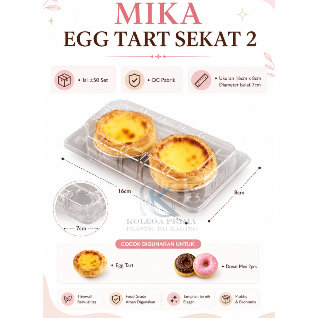 MIKA DONAT MINI ISI 2/ MIKA PUDING TELOR CEPLOK/ MIKA EGG TART/ MIKA PANCAKE DORAYAKI ISI +/-50PCS
