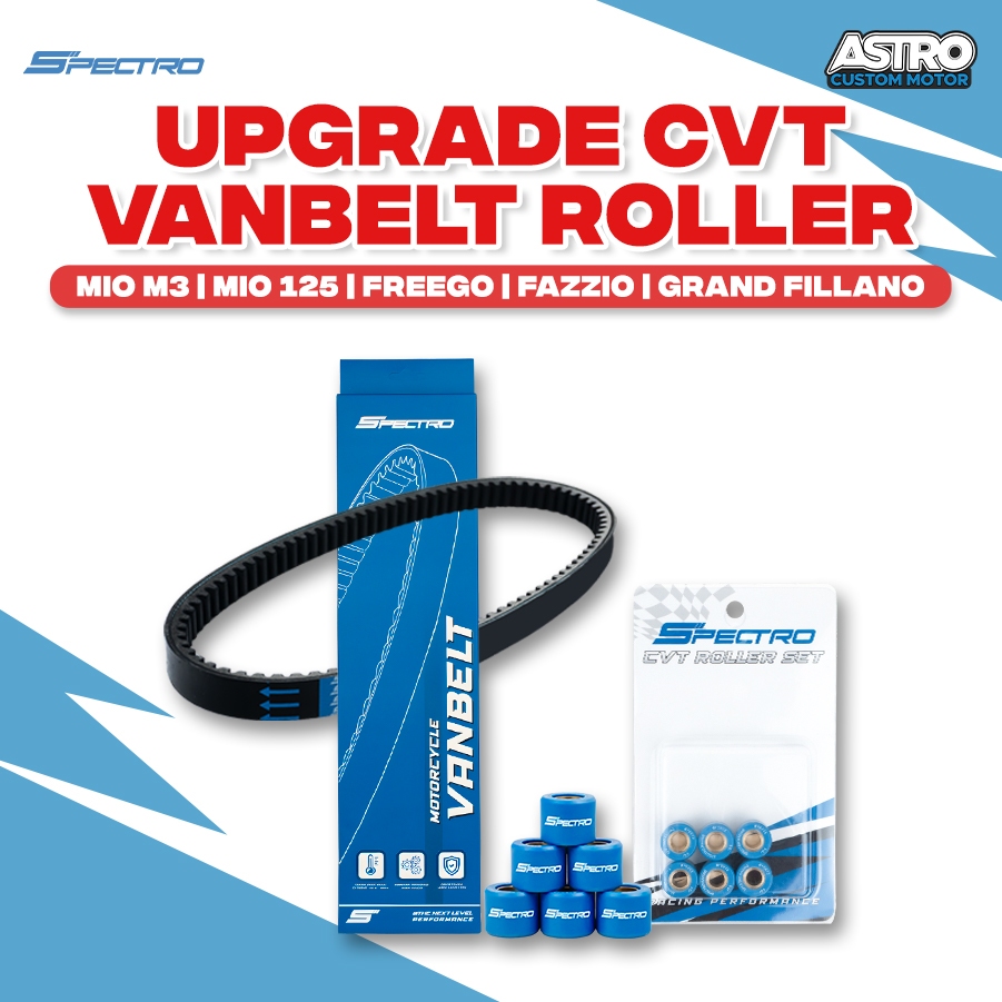Paket Vanbelt + Roller Spectro Mio M3 Fino Soul GT Xride 125 Freego Roler Vbelt Upgrade CVT Racing