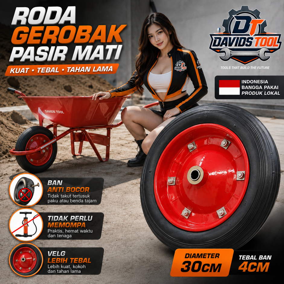 Ban Arco Roda Gerobak Dorong Sorong Mati Pasir Merah