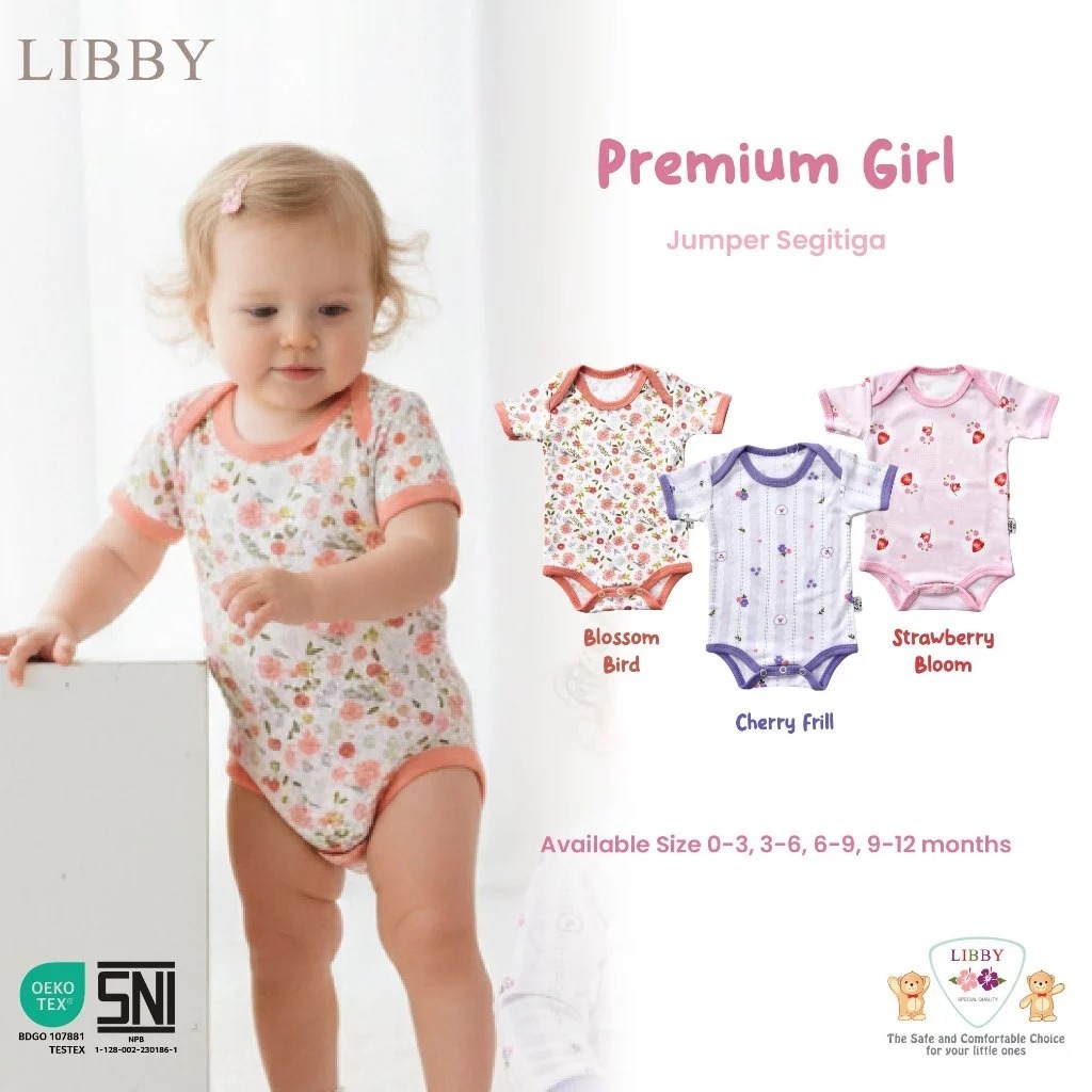 Libby Baby Jumper Segitiga|Jumper Bayi Libby Baby|Baju Bayi Lengan Pendek Unisex|Jumper Bayi Libby B
