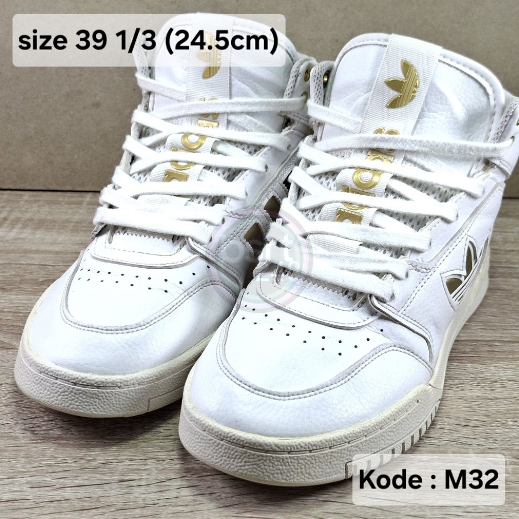 sepatu sneakers second - aididdssa drp stepp xl wht gld mtlc sz 39 1/3 - M32
