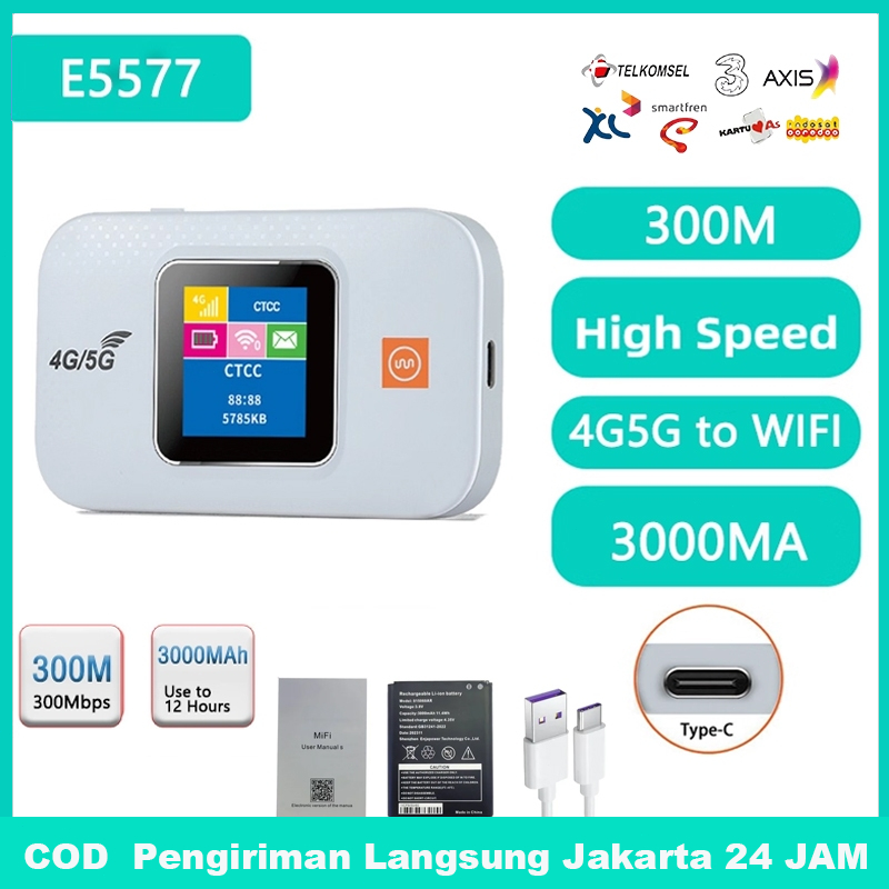 Hotspot WiFi Seluler 4G/5G Router Portabel dengan Slot Kartu SIM