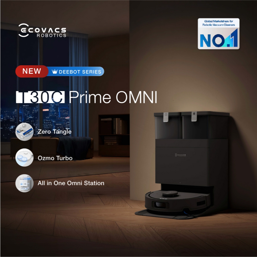 Ecovacs Deebot T30C Prime Omni Robot Vacuum Cleaner and Mop Penyedot Debu Auto Empty Dust Sapu dan P