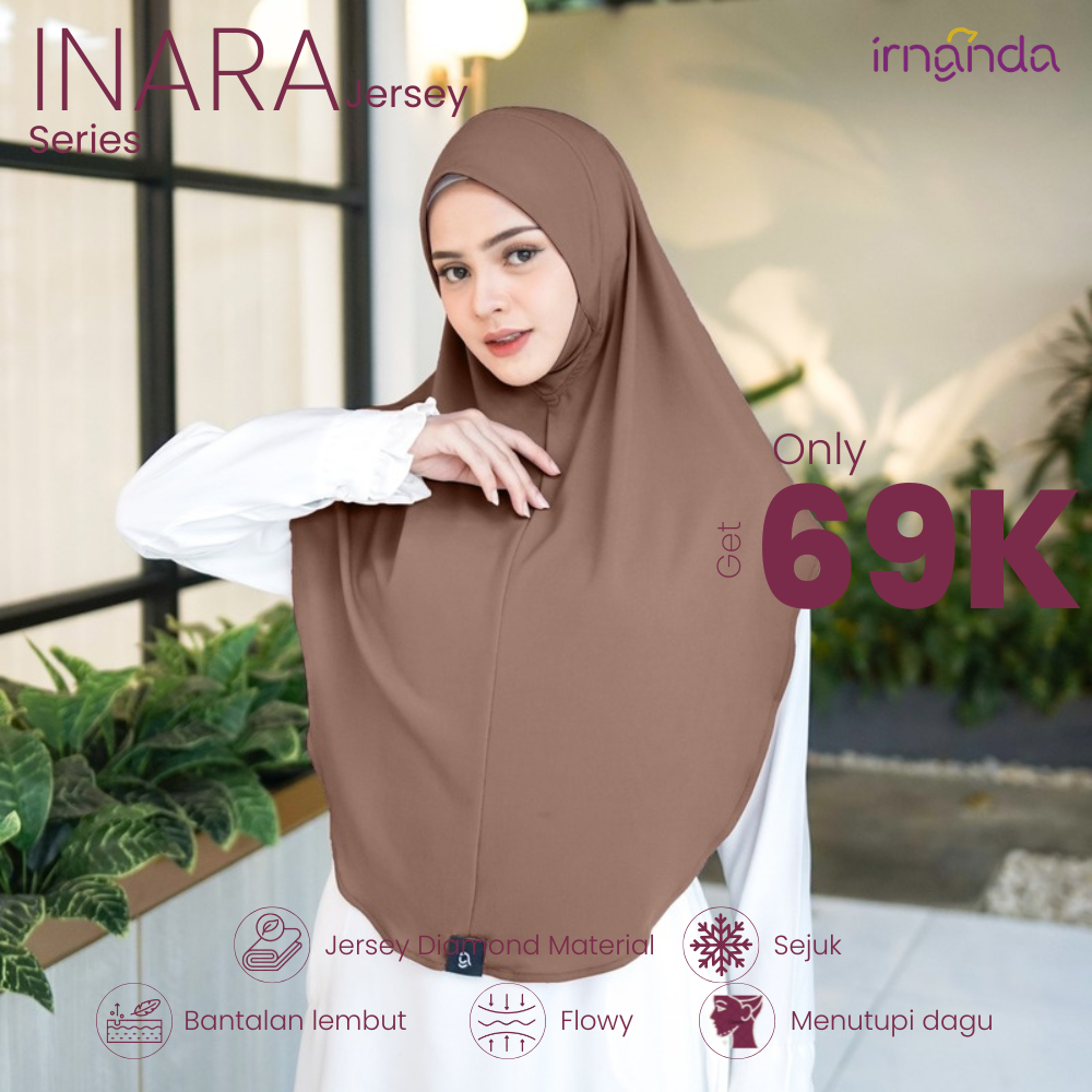 Irnanda Hijab - Bergo Instant Terbaru | Jersey Diamond | INARA Series | Cokelat