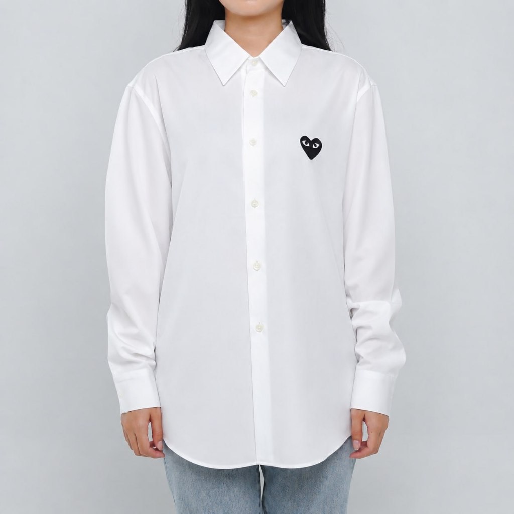 Kemeja CDG PLAY BLACK HEART WHITE LONG SHIRT 100% ORIGINAL