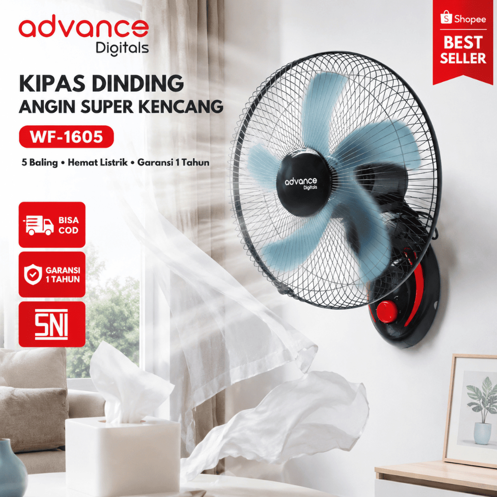 Advance WF-1605 Kipas Angin Dinding 40 Watt 16 inch Garansi Resmi 1 Tahun Kipas angin dingin advance