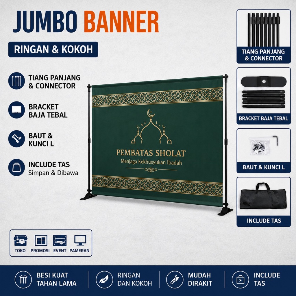 [ready stock]  Jumbo Banner/Rangka Banner Berdiri Premium/Banner Jualan/Tiang Display Promosi Outdoo