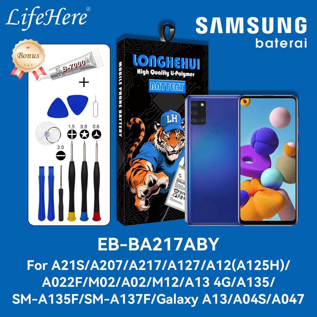 Lifehere baterai- Samsung A21S / A02 / A04S / A12 / A13 / M02 / M12 Baterai  EB-BA217ABY  baterai ba