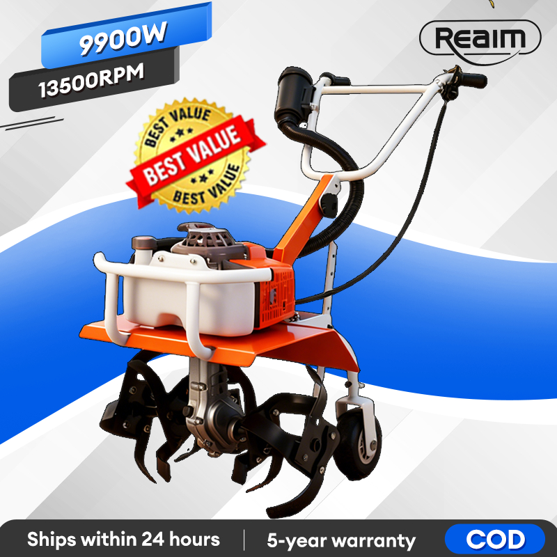 Reaim Mini Power Cultivator Tiller 52CC 2-Stroke Engine Rotary Mini Tiller Power Tiller Cultivator E