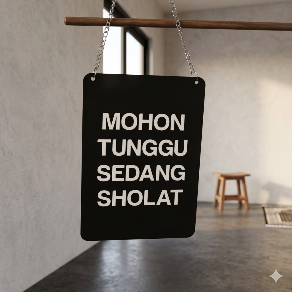 signage akrilik / MOHON TUNGGU SEDANG SHOLAT