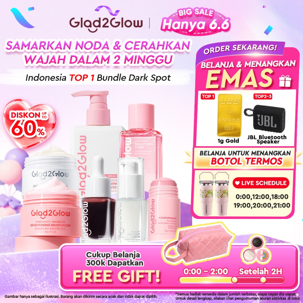 Glad2Glow Symwhite 377 Dark Spot Bundle 7PCS-Yuja Skincare Cerah 377 Moisturizer+Dark Spot Serum+Cle