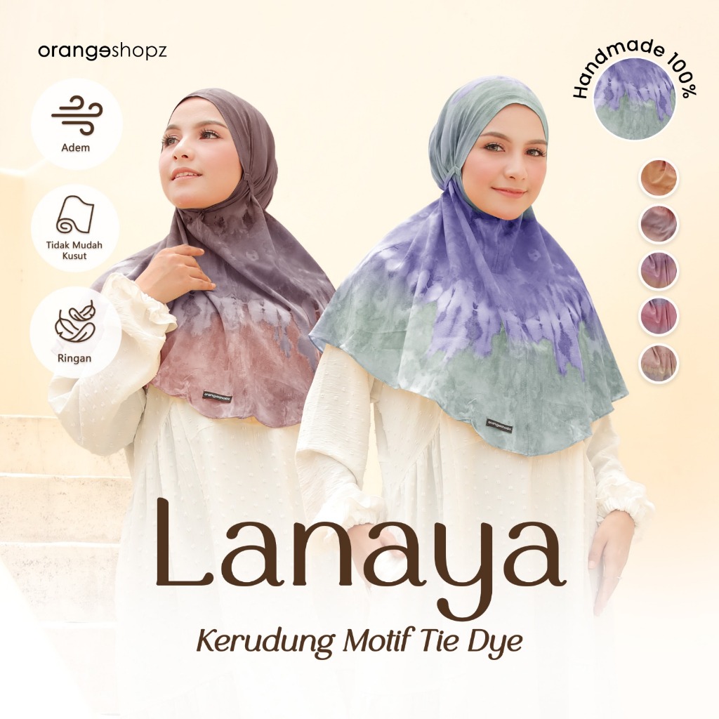 Orangeshopz - Bergo Hijab Instan Motif Tie Dye Lanaya