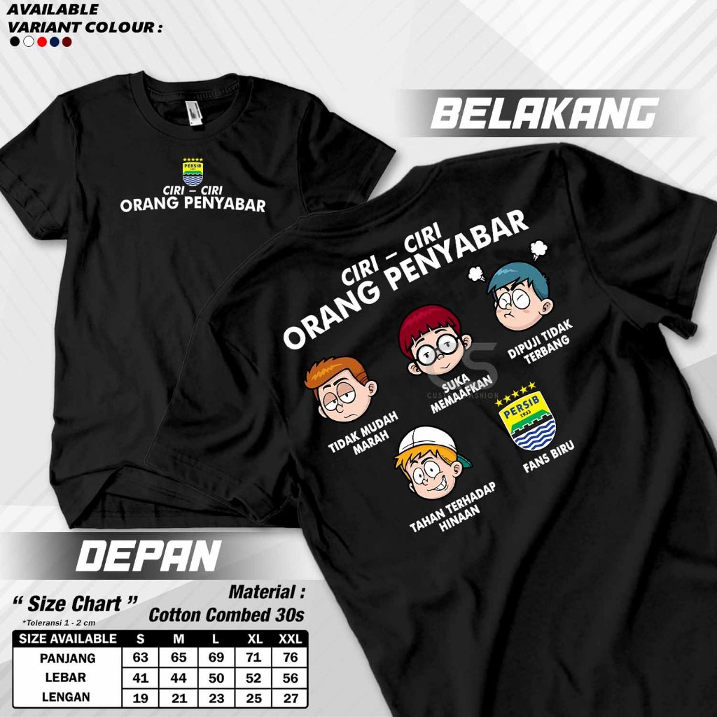 Fanatica Sport - Kaos Ciri Ciri Orang Penyabar Fans PSB Pria dan Wanita