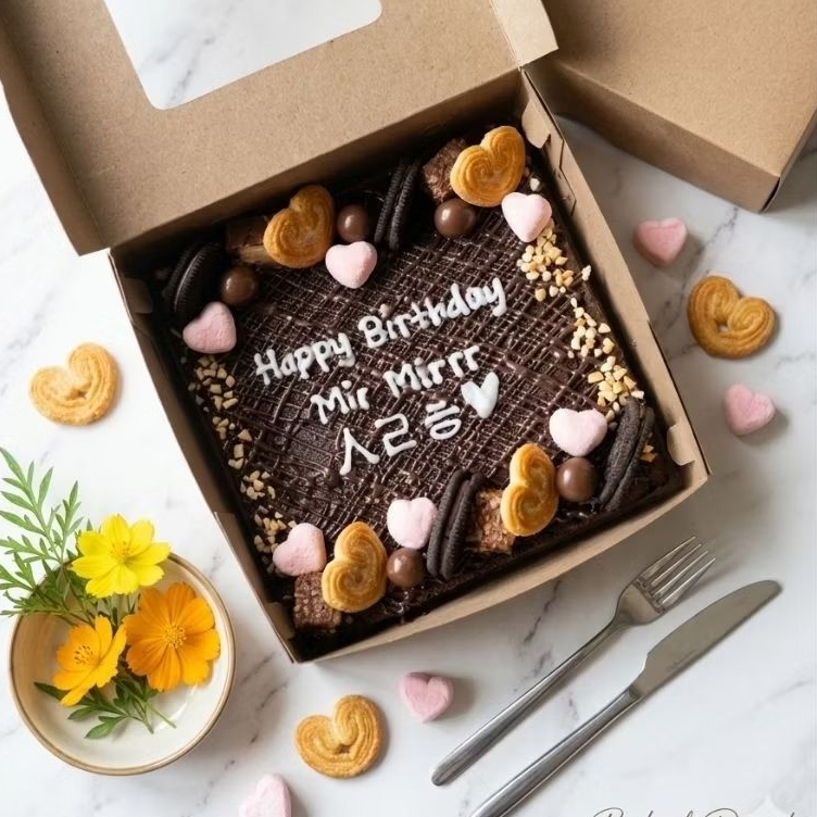 Brownies Ulang Tahun/Brownies coklat/Fudgy brownies/Brownies hias/Brownies ultah /Kue Ultah/Kado ult