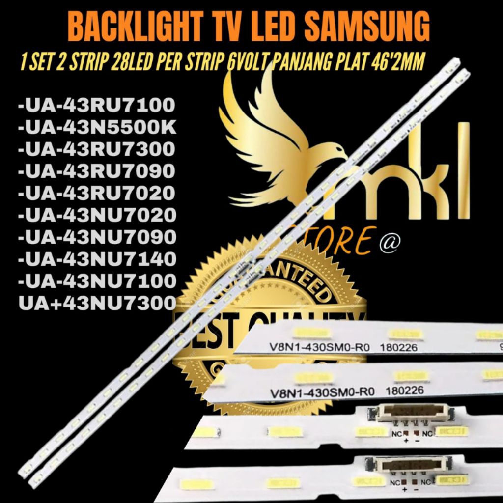 BACKLIGHT TV LED SAMSUNG 43 INCH UA-43NU7300- UA-43NU7100- UA-43NU710- UA-43NU7090- UA-43NU7020- UA-