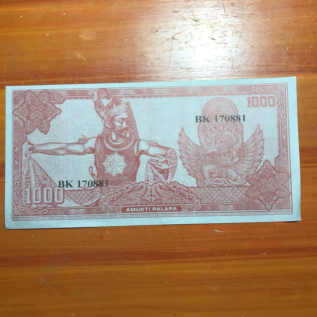 Uang Sukarno 1000 Warna Merah Gatot Kaca