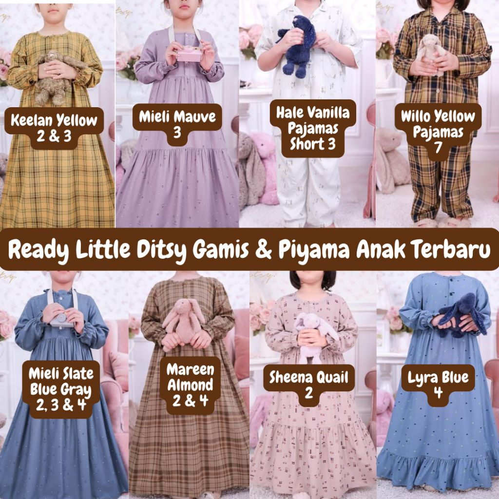 Ready Gamis Terbaru Juni 2026 dan Piyama Anak Little Ditsy Nightgown size 2, 3, 4 dan 7