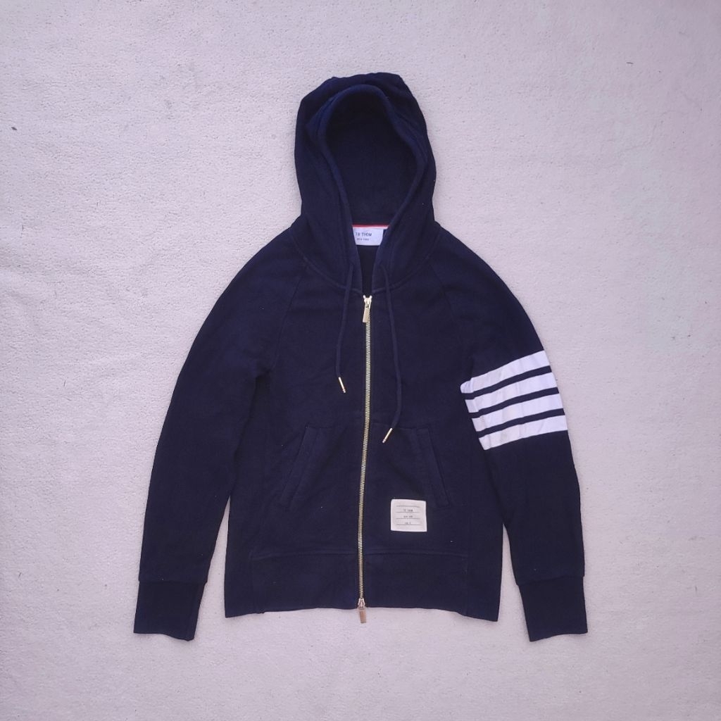 TB Thom Classic 4 Bar Full Zip Hoodie Navy