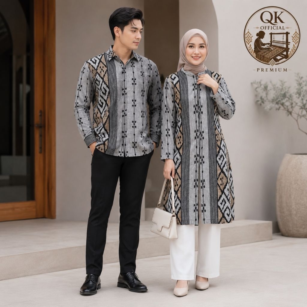 CP06- Baju couple tenun / tunik wanita / kemeja pria