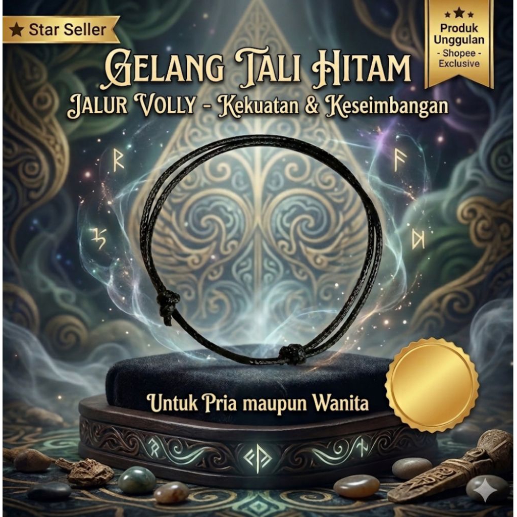Gelang Tali Hitam Jalur volly by DAMPYANGSTORE Best seller