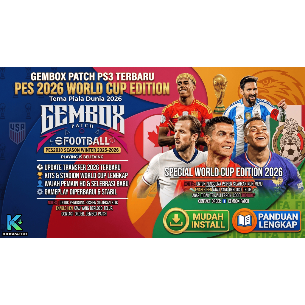 PES 2026 Gembox Patch PS3 World Cup Edition - Transfer Update & Squad Piala Dunia REV2 Via Email