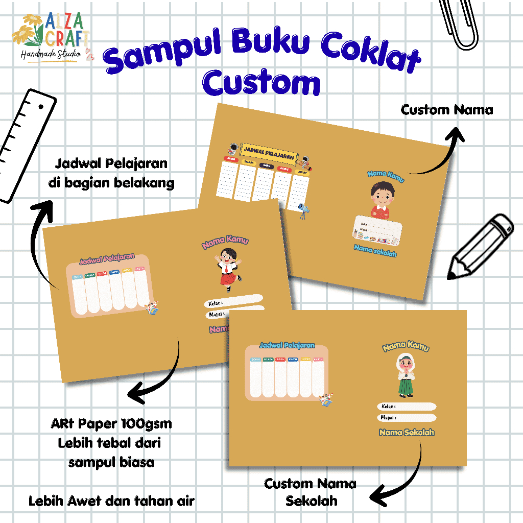 Sampul Buku Coklat Anak SD Sampul Buku Coklat Sampul Custom Nama Sampul Cover Coklat Sampul Buku Cok