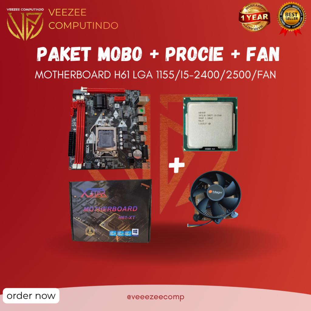 paket intel i5 2400 mobo H61 B75 dan fan intel baru garansi