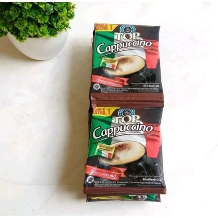 Top Cappuccino With Crunchy Choco Malt Minuman Serbuk Kopi Instan Rasa Capucino Isi 15 Sachet