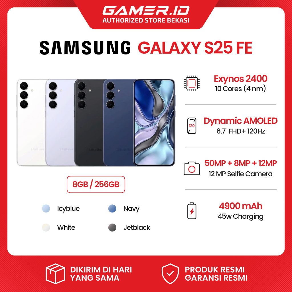 Samsung Galaxy S25 FE 5G 8GB 256GB Exynos 2400 Dynamic LTPO AMOLED 2X FHD+ 120Hz Triple Camera 50MP