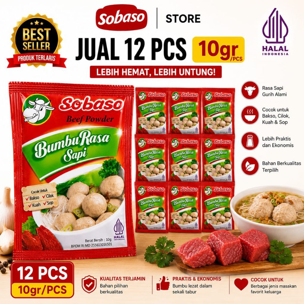 SOBASO beef powder bumbu rasa sapi 12 pcs (@.10 gr)