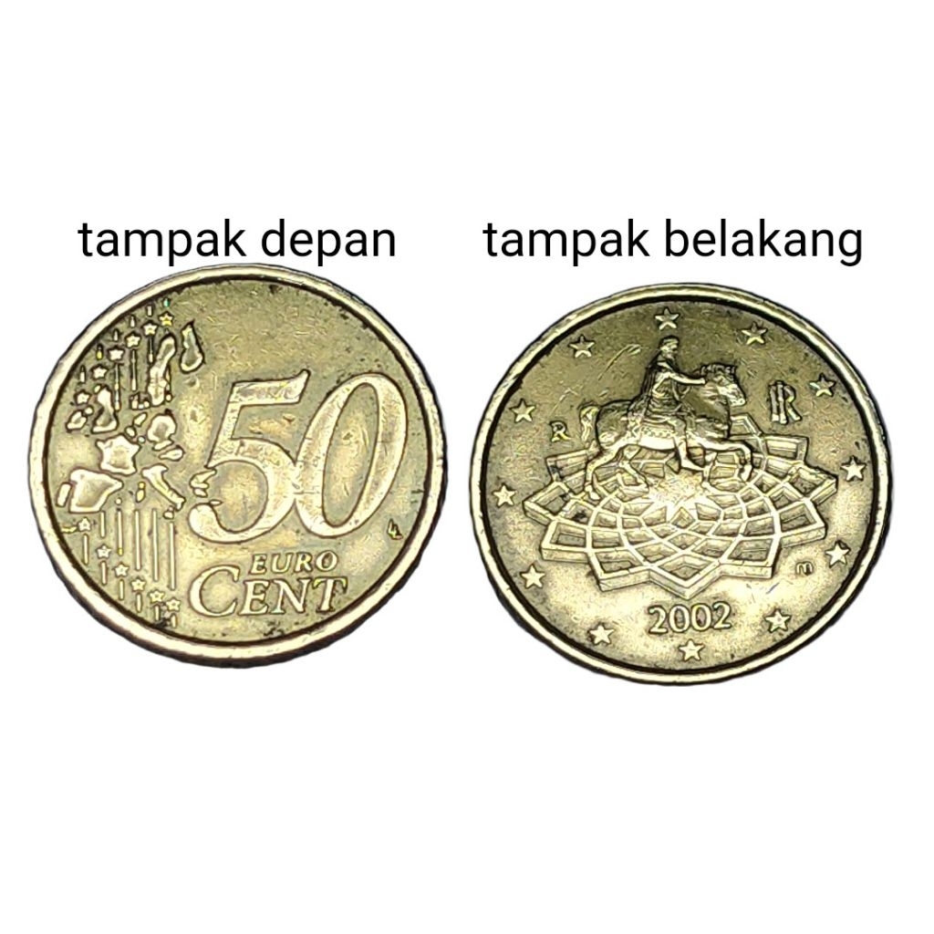 Koin 50 Euro Cent Italia Tahun 2002