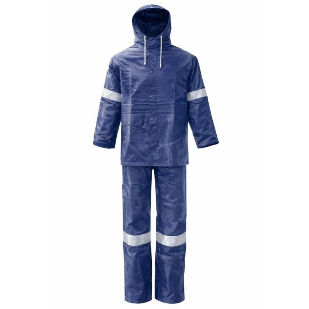 Jas Hujan Bertudung RAINSUIT W/HOOD PVC BLUE NAVY L Krisbow 10581933