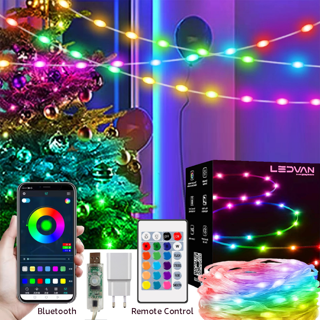Smart LED String Running RGB Bluetooth App Remote Control - Lampu LED Running waterproof indoor outd