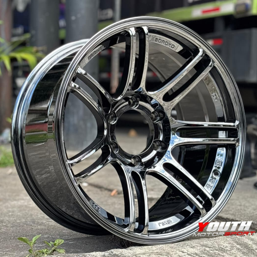 Velg Racing Rpf1 Hsr Boon R18 Black Chrome Rata Fender Buat Mobil Pajero Fortuner Hilux Triton