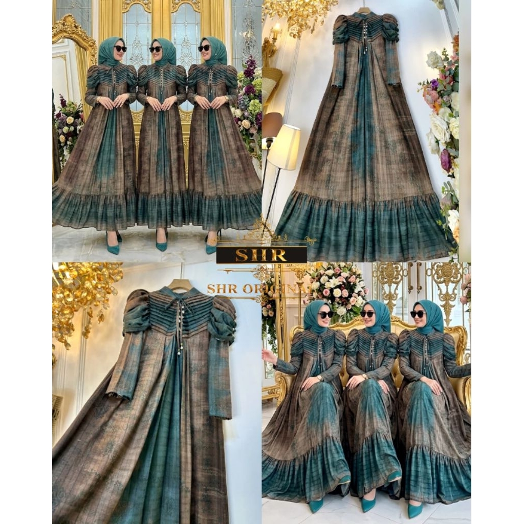 SHR MIDI DRESS KATUN BKK DUA WARNA MEWAH SHR LEBARAN VIRAL TERBARU