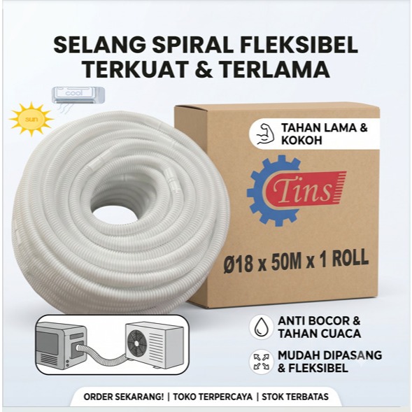 SELANG AC FLEXIBEL 1 ROLL MERK TINS 50 METER