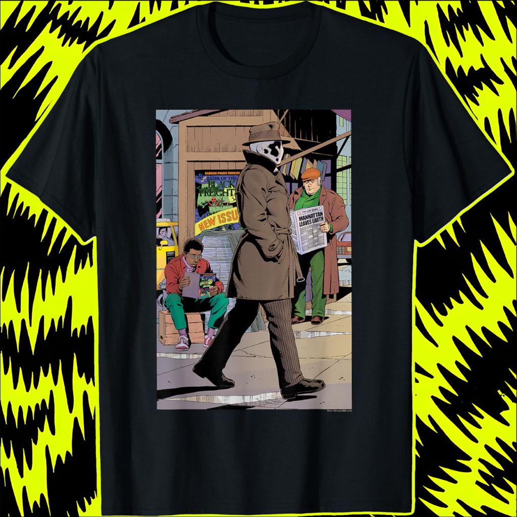 Makeyoushine X Generasi90 Kaos Watchmen Rorschach Take a Walk T-Shirt – Baju Vintage 90s Retro Pria 