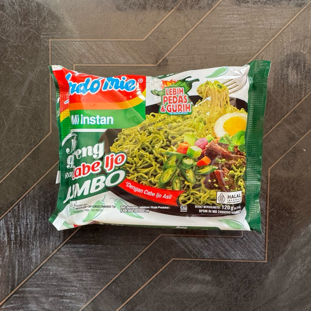 Indomie Goreng Jumbo CABE IJO 1 Pcs - Mi Goreng Cabai Hijau Asli Mie Instan