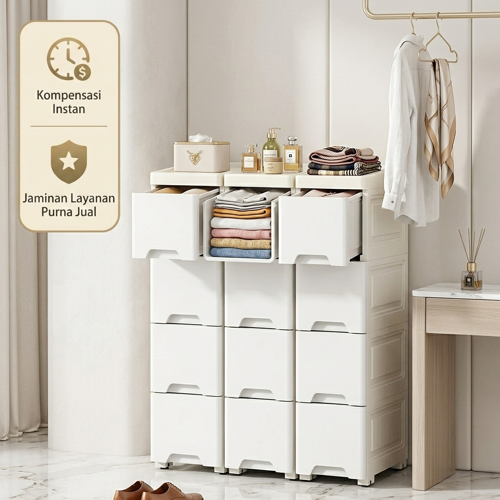 SALVO-Lemari Pakaian Plastik /Lemari Plastik/Laci Susun Plastik Kabinet Drawer Storage Serbaguna