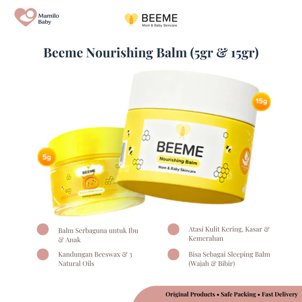 Beeme Nourishing Balm 15gr & 5gr - Krim Pelembap Serbaguna Kulit Kering, Ruam & Iritasi Ibu Bayi