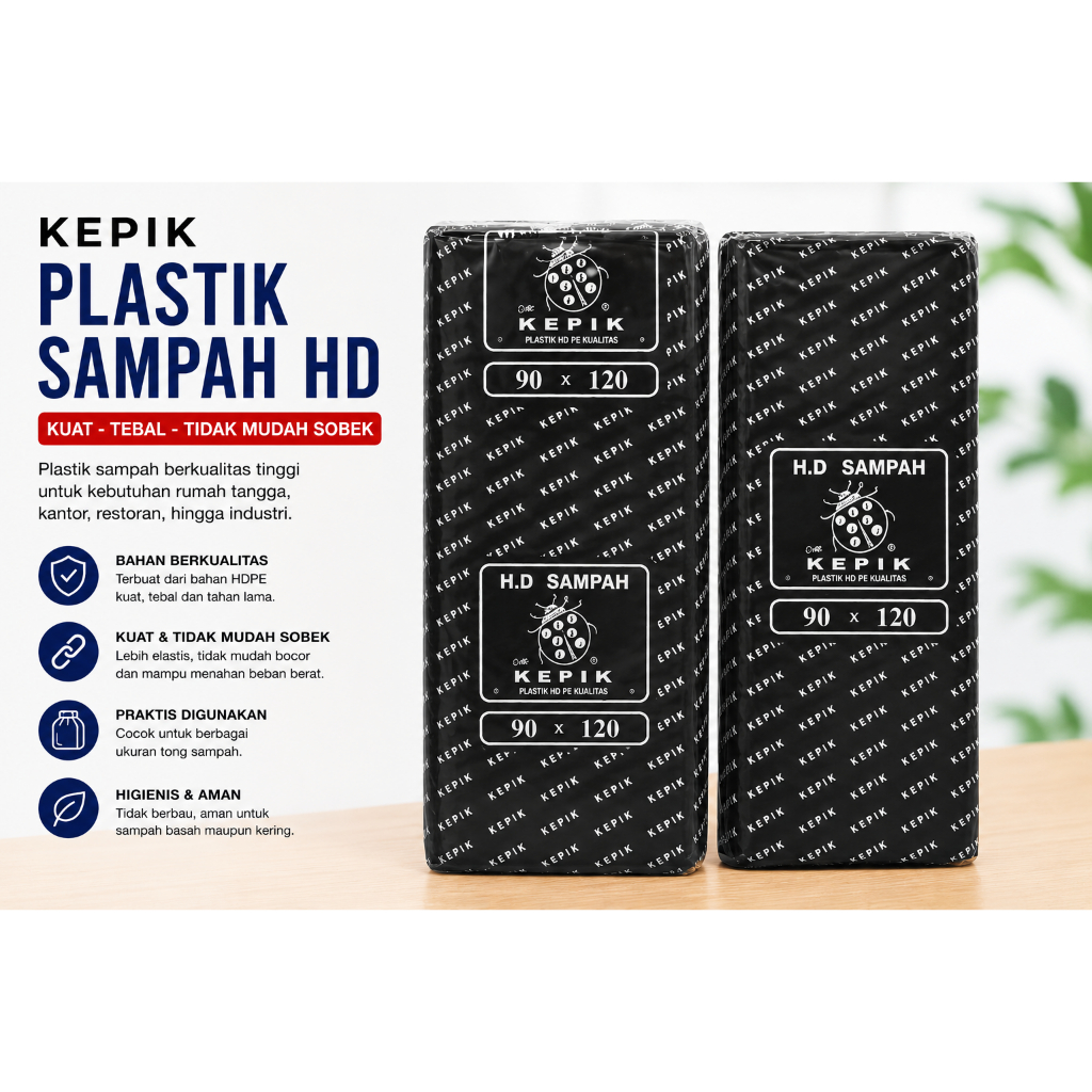 Kepik Plastik Sampah HD Hitam 90x120 Kuat Tebal Tidak Mudah Sobek