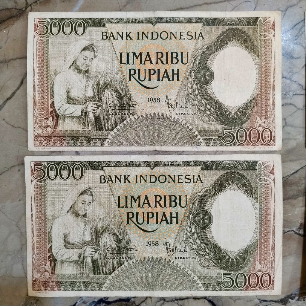 uang kuno Pekerja 5000 Rupiah 1958