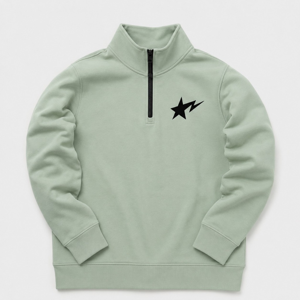 Sweater Unisex Half Zip Sweater Half Zip STAR Big Size S M L XL 2XL 3XL 4XL 5XL