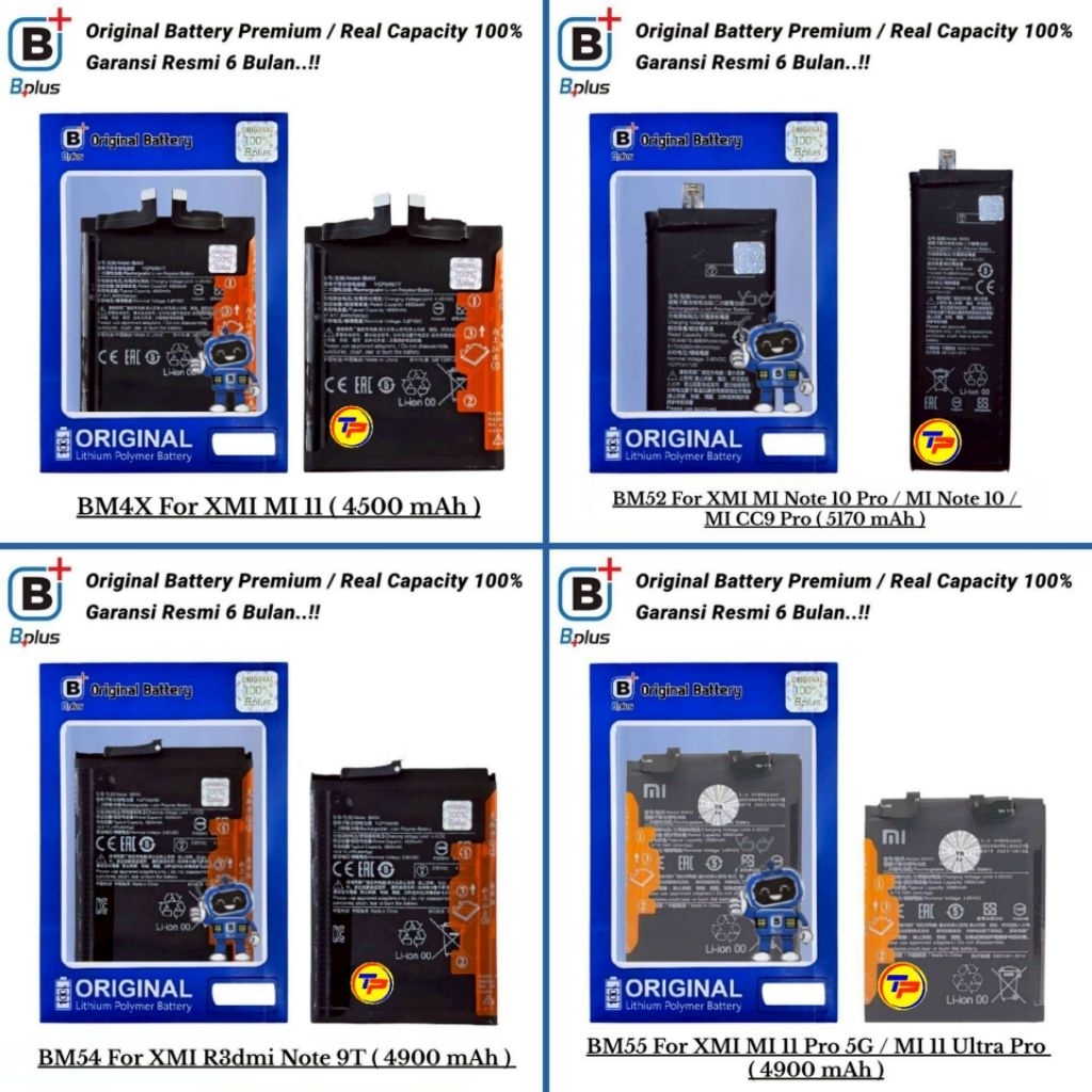 Baterai BPLUS Xiaomi Redmi Note 9T / MI Note 10 / MI Note 10 Pro / MI CC9 Pro / MI 11 / MI 11 Pro 5G