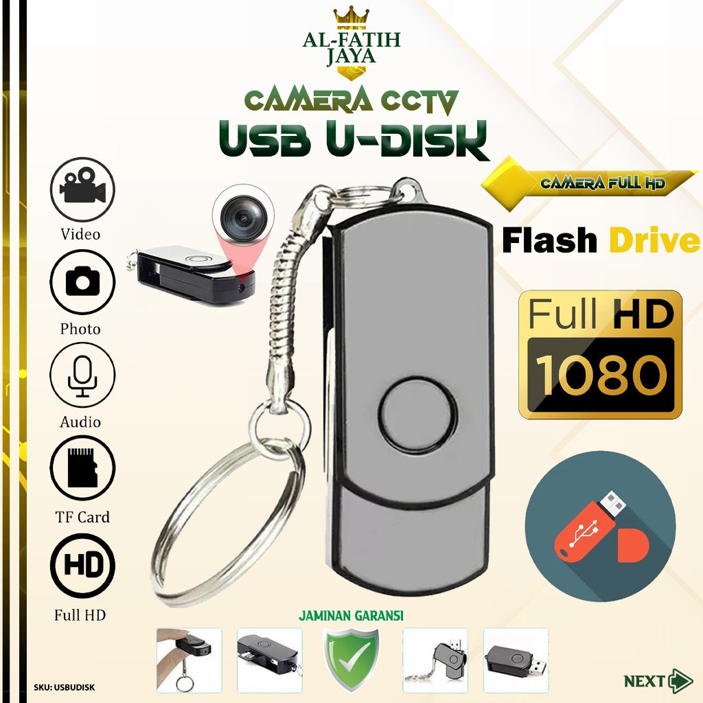 ALFATIHJAYA USB Disk Camera Spy Hidden Mini Flash Drive Card Reader Resolusi Full HD 1080P Kamera Pe
