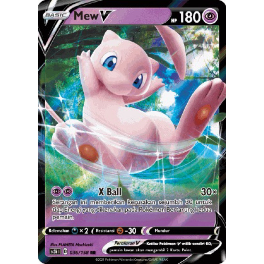 Mew V #36 VMAX Berkilau - Kartu Pokemon TCG Original Indonesia
