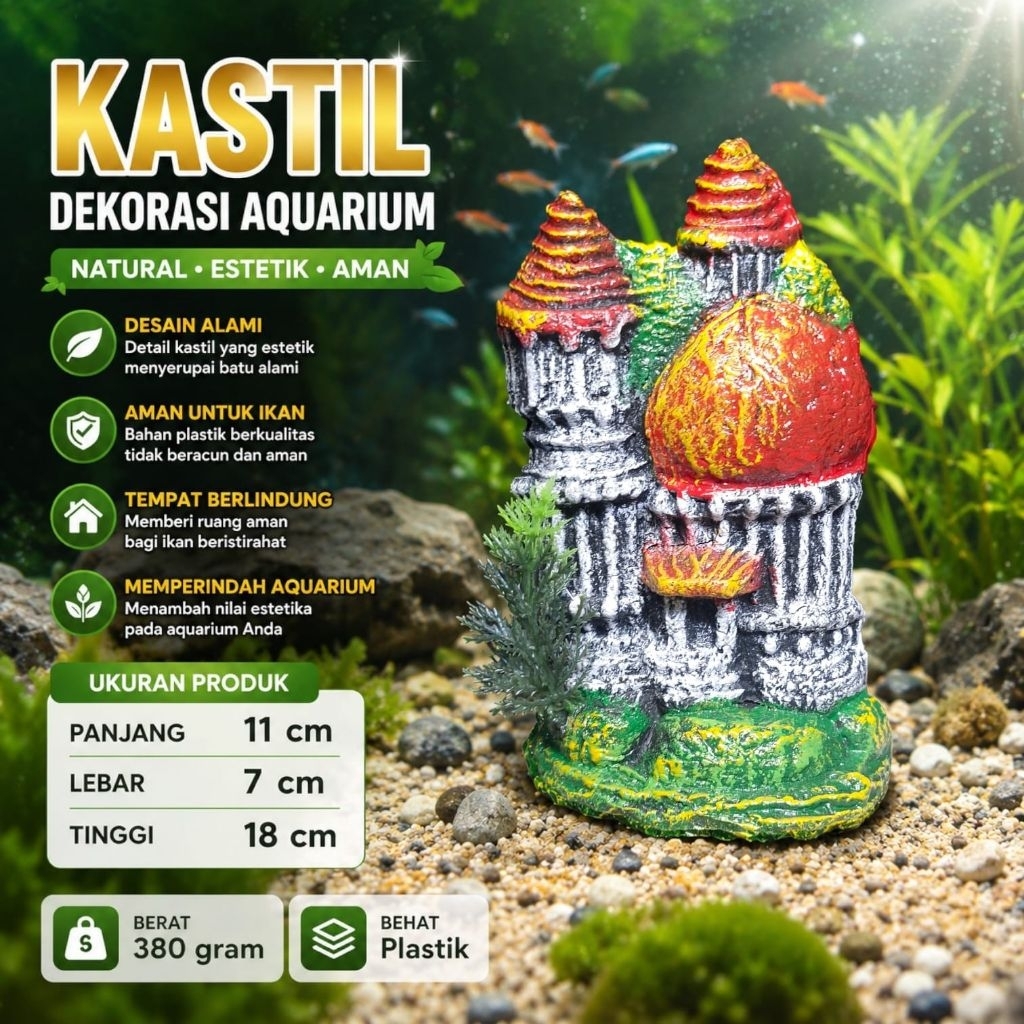 kastil hiasan aquarium
