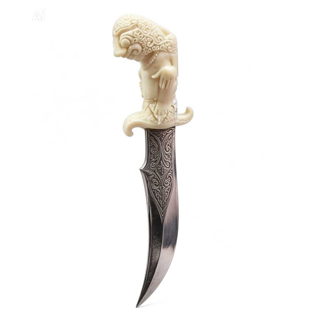 Ukiran deder Handle Keris bahan tulang Punukan cirebon CPR680